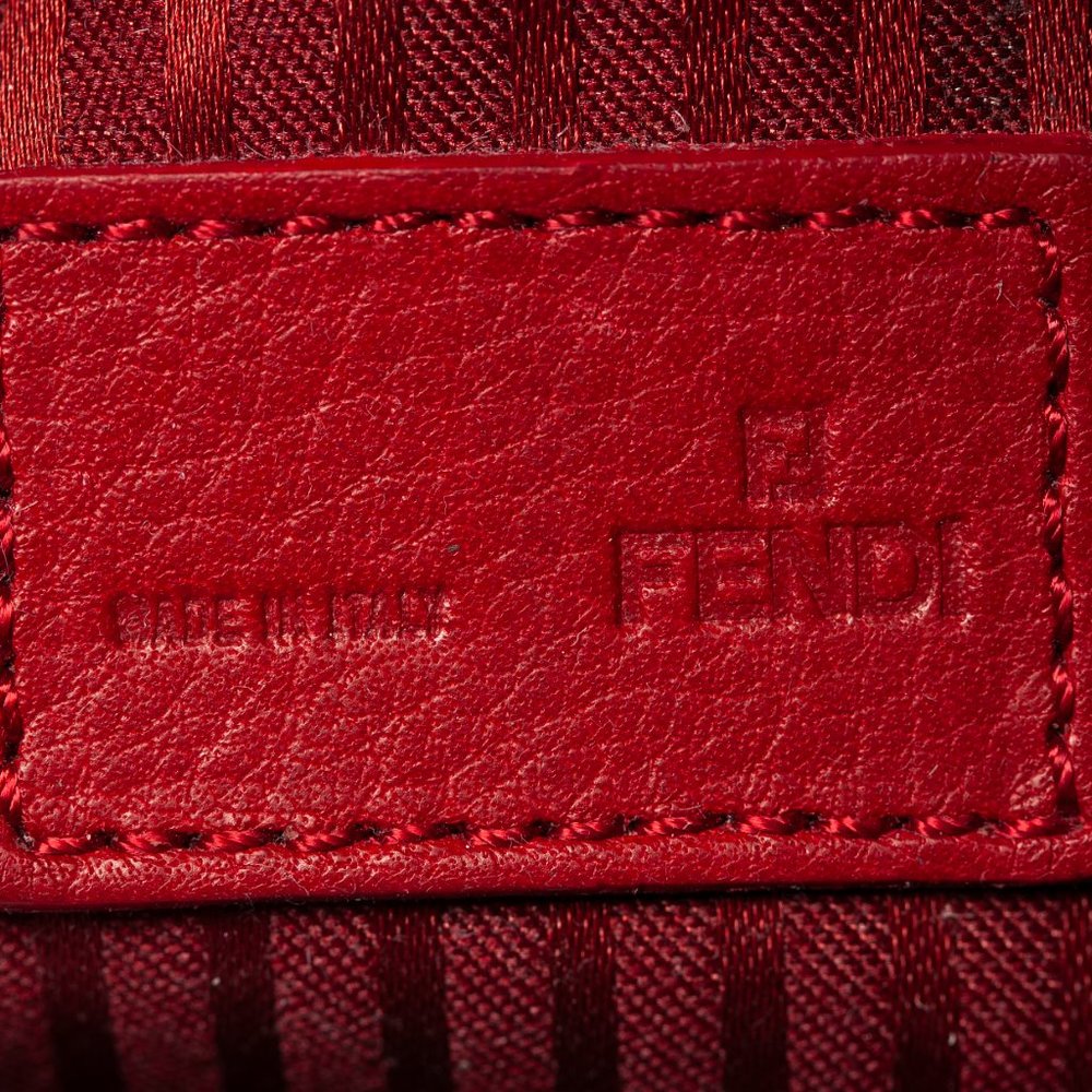 Authentic Fendi Red Leather Fendista Pochette Crossbody Bag - Picture 10 of 11